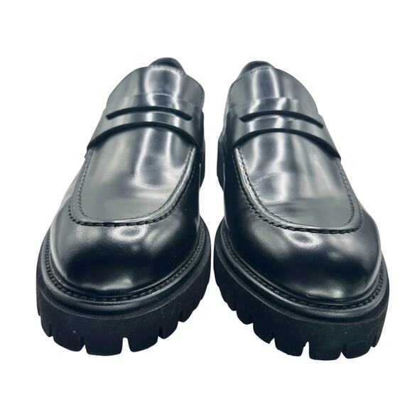 Steve Madden | Men | Ronen Solid Black Leather Classic Chunky Loafers | Sz 7.5 M - Picture 4 of 14